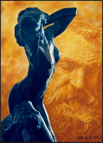 Vénus et Rodin. Oil, 24 x 18 in.SOLD