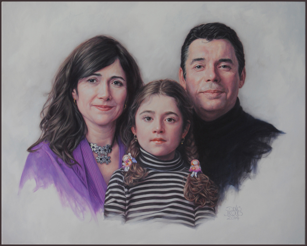 Anna-Maria, Alicia and Alain Giguère. Oil on canvas, 24 x 30 in.